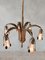 Mid-Century Brass Chandelier with Feather Shaped Arms and Black Pearls, 1960s 8