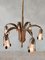 Mid-Century Brass Chandelier with Feather Shaped Arms and Black Pearls, 1960s, Image 8