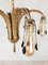 Mid-Century Brass Chandelier with Feather Shaped Arms and Black Pearls, 1960s 3