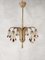 Mid-Century Brass Chandelier with Feather Shaped Arms and Black Pearls, 1960s 2