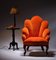 Orange Scallop Chair with Rosewood and Iron Frame 2