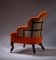 Orangefarbener Scallop Stuhl mit Gestell aus Palisander und Eisen 4