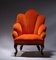 Orange Scallop Chair with Rosewood and Iron Frame 1