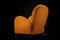 Sedia a dondolo in tessuto Boucle color senape, anni '40, Immagine 4