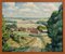 French School, Country Road with Village, 1950s, Oil on Panel, Framed 6
