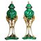 Table Vases in Malachite & Brass, Set of 2 1