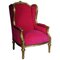 French Louis XVI Wing Chair in Pink Velvet Fabric 1