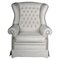Vintage White Leather Chesterfield Armchair 1