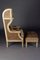 Louis XVI Style Carved Beechwood Armchair with Stool, Set of 2, Image 4