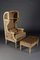 Louis XVI Style Carved Beechwood Armchair with Stool, Set of 2 2