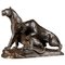 Early 20th Century Bronze Plastic Tiger Couple on Rocks attributed to G. Gardet, 1863 1