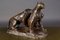 Early 20th Century Bronze Plastic Tiger Couple on Rocks attributed to G. Gardet, 1863 3