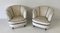 Art Deco Italian Beige and Brown Velvet Armchairs, 1940s, Set of 2 3