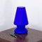 Lámpara de mesa hongo de cristal de Murano azul satinado de Giesse Milan, Italia, Imagen 2