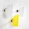 Lámparas de pared con estructura de latón blanco y amarillo y altavoces de vidrio acrílico de Gino Sarfatti para Artiluce, años 50. Juego de 3, Imagen 4