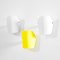 White and Yellow Brass Structure and Acrylic Glass Speakers Wall Lights by Gino Sarfatti for Artiluce, 1950s, Set of 3 1