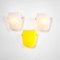 Lámparas de pared con estructura de latón blanco y amarillo y altavoces de vidrio acrílico de Gino Sarfatti para Artiluce, años 50. Juego de 3, Imagen 2
