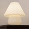 Lámpara de mesa hongo vintage de cristal de Murano con filigrana blanca en espiral, Italia, Imagen 4
