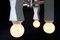 Ridge Chandelier Light with Geometric Aluminium and Opal Globe Bulbs by Louis Jobst 5
