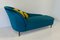 Chaise-longue italiana Art Déco de terciopelo verde azulado, años 50, Imagen 5