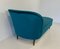 Art Deco Italian Teal Velvet Chaise-Longue, 1950s 6