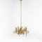 Brass and Glass Chandelier by Gaetano Sciolari, Italy, 1970s, Image 1