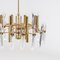 Brass and Glass Chandelier by Gaetano Sciolari, Italy, 1970s 5