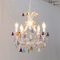 5-Light Chandelier with Colored Pendants in Murano Glass, Image 4