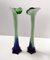 Vintage Green and Blue Encased Murano Glass Vases, Italy, 1960s, Set of 2 1