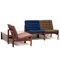 Moduline Lounge Chairs & Rosewood Coffee Table by Ole Gjerløv Knudsen & Torben Lind for France & Søn, 1960s, Set of 4 3