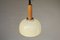 Ivory-Colored Opal Glass and Wood Pendant Lamp, 1970s 5