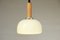 Ivory-Colored Opal Glass and Wood Pendant Lamp, 1970s 1