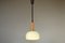 Ivory-Colored Opal Glass and Wood Pendant Lamp, 1970s 4