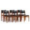 Mid-Century Dining Chairs in Teak & Black Leatherette attributed to Pieter De Bruyne for V-Form, 1960s, Set of 6 3