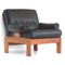 Fauteuil Mid-Century en Cuir Noir et Palissandre, 1960s 4