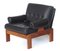 Fauteuil Mid-Century en Cuir Noir et Palissandre, 1960s 2