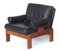 Mid-Century Easy Armchair in Black Leather & Rosewood, 1960s 2