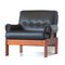 Fauteuil Mid-Century en Cuir Noir et Palissandre, 1960s 3