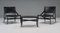 Black Leather 470 Pilotta Armchairs & Footstool attributed to Rodolfo Dordoni for Cassina, 2008, Set of 3 2