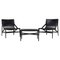 Black Leather 470 Pilotta Armchairs & Footstool attributed to Rodolfo Dordoni for Cassina, 2008, Set of 3 1
