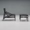 Black Leather 470 Pilotta Armchair & Footstool attributed to Rodolfo Dordoni for Cassina, 2008, Set of 2 3