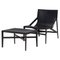 Black Leather 470 Pilotta Armchair & Footstool attributed to Rodolfo Dordoni for Cassina, 2008, Set of 2 1