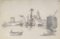 André Ruellan, Il paesaggio, disegno originale a matita e piombo, XX secolo, Immagine 1