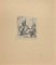 Robert Fontene, Reading Woman, Original Ink Drawing, Mid-20th Century 1