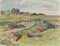 Robert Fontene, The Meadow, Original Watercolor & Pastel Drawing, Mid-20th Century 1