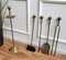 Italian Brass Fireplace Tool Set with Stand, 1980s, Set of 5 3