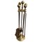 Italian Brass Fireplace Tool Set with Stand, 1980s, Set of 5 1