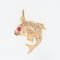 18 Karat Rose Gold Ruby Fish Charm Pendant, 1960s 2