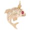 18 Karat Rose Gold Ruby Fish Charm Pendant, 1960s 1