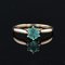 18 Karat French Yellow Gold Emerald Solitaire Ring, 1960s 3